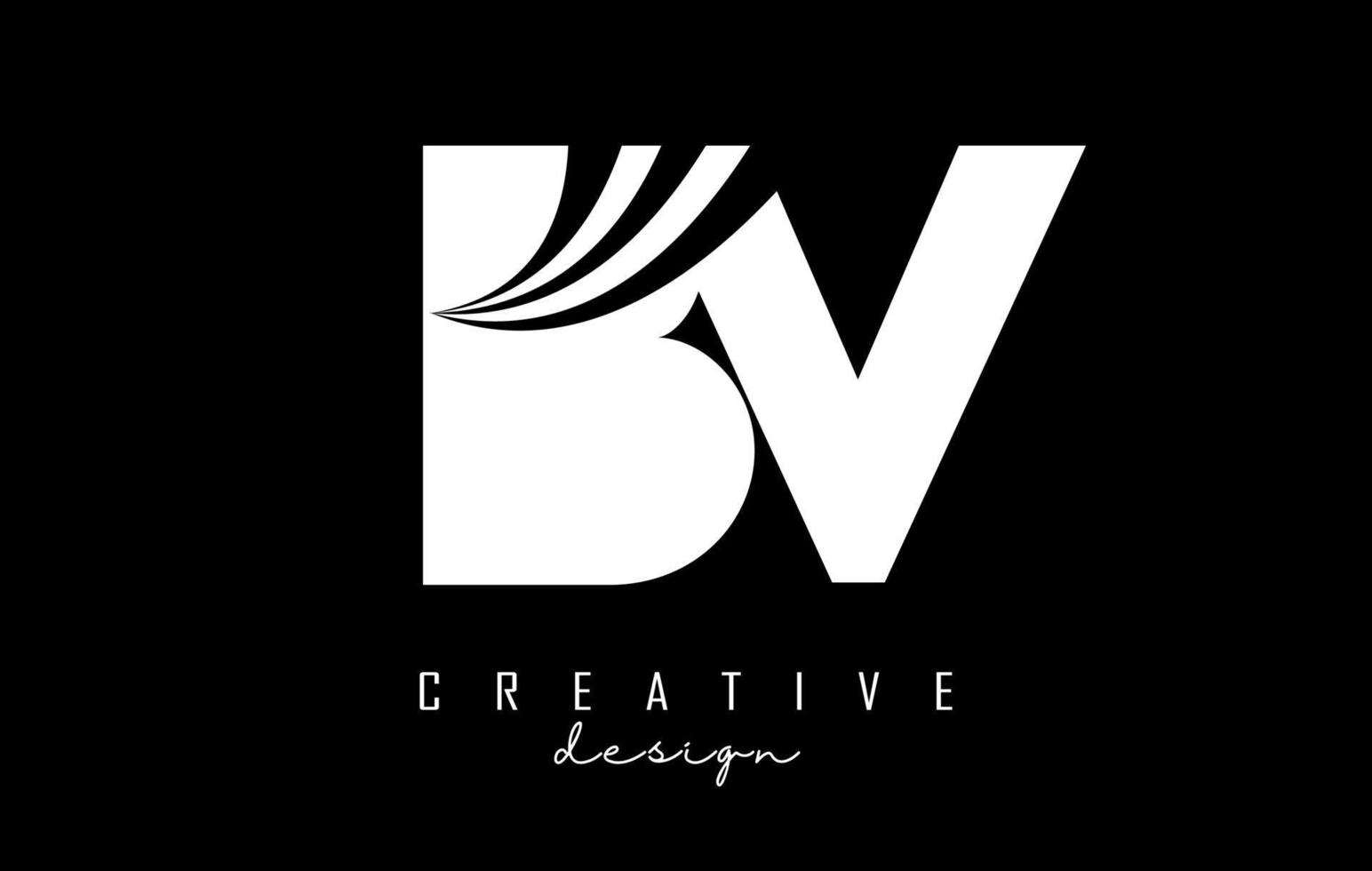 letras brancas bv bv logotipo com linhas principais e design de conceito de estrada. letras com desenho geométrico. vetor