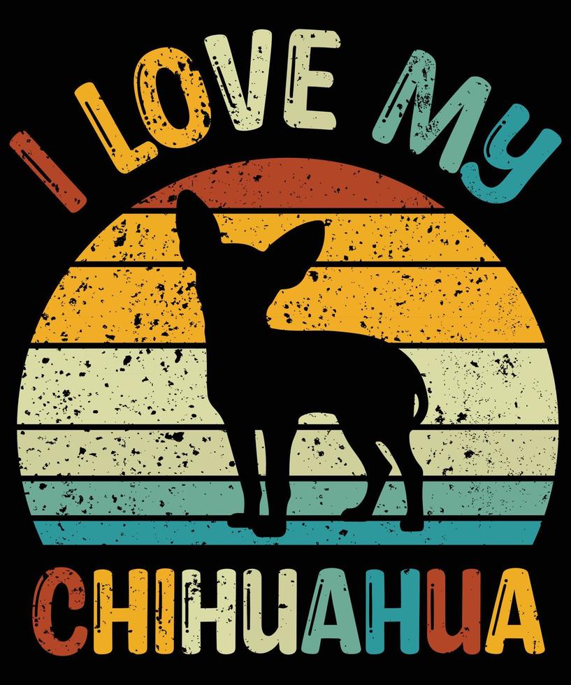 engraçado chihuahua vintage retro pôr do sol silhueta presentes amante de cães proprietário de cães camiseta essencial vetor