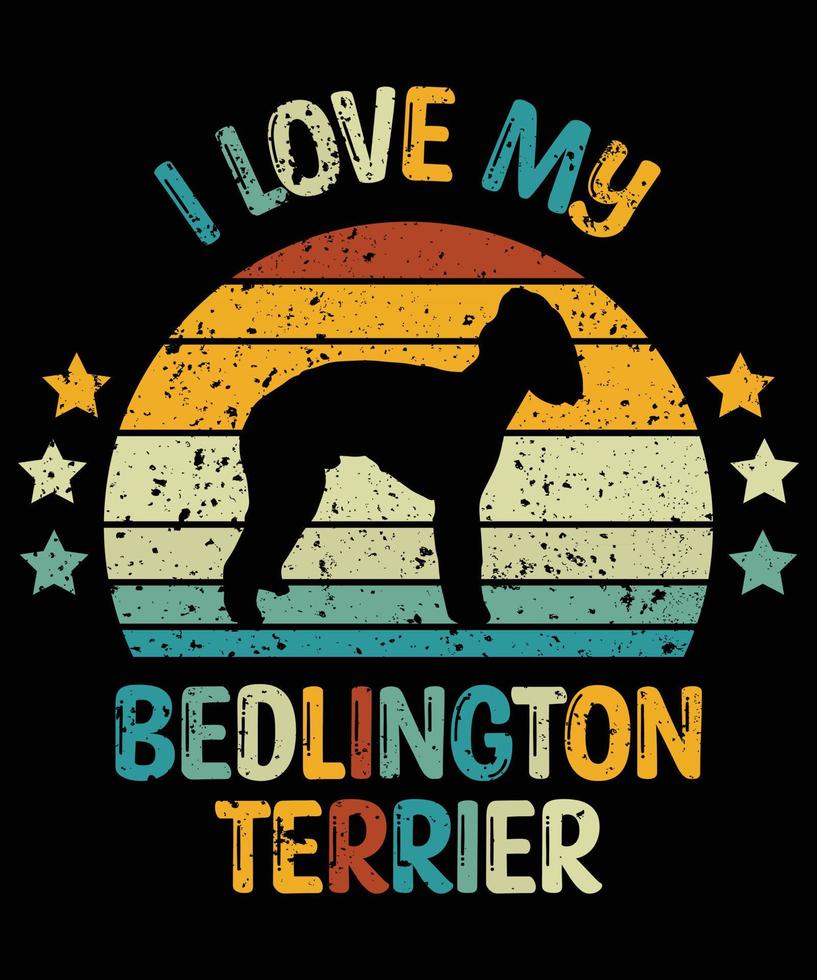 engraçado bedlington terrier vintage retro pôr do sol silhueta presentes amante de cães proprietário de cães camiseta essencial vetor