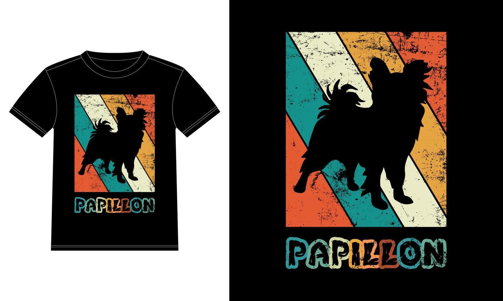 engraçado papillon vintage retro pôr do sol silhueta presentes amante de cães proprietário de cães camiseta essencial vetor