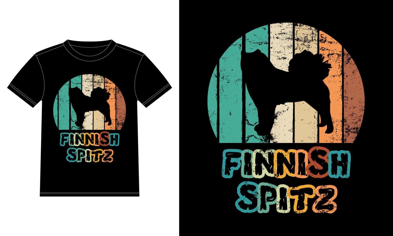 engraçado finlandês spitz vintage retro pôr do sol silhueta presentes amante de cães proprietário de cães camiseta essencial vetor