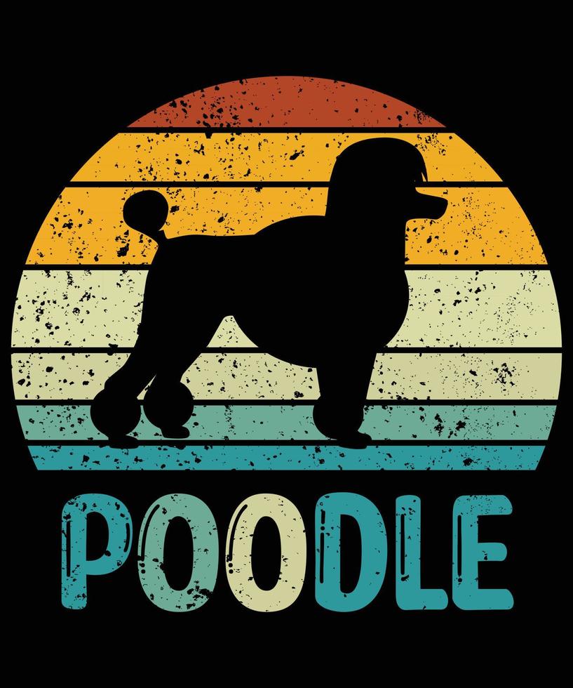 engraçado poodle vintage retrô pôr do sol silhueta presentes amante de cães proprietário de cães camiseta essencial vetor