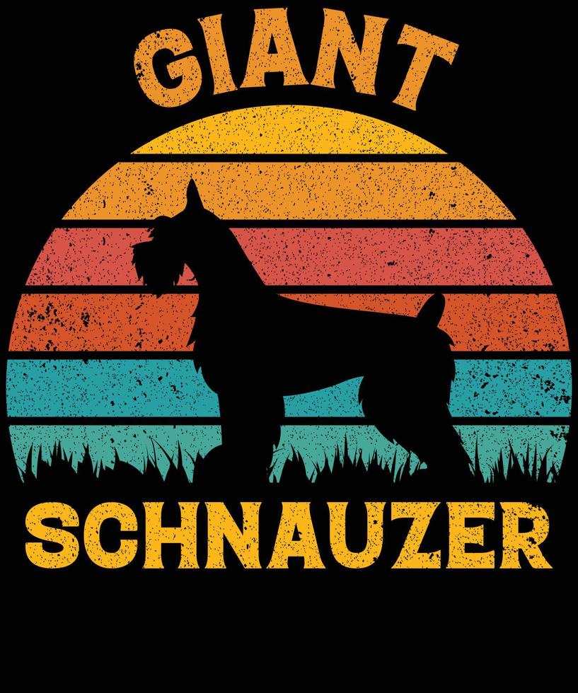 engraçado schnauzer gigante vintage retro pôr do sol silhueta presentes amante de cães proprietário de cães camiseta essencial vetor