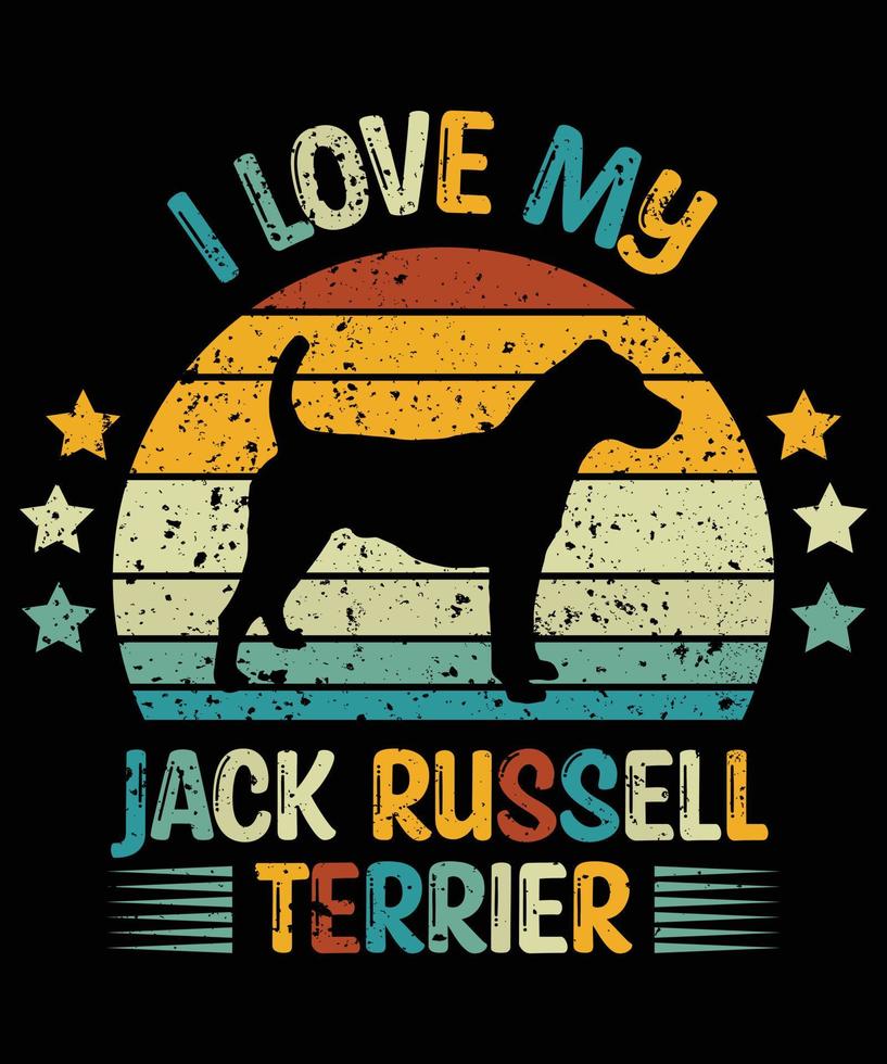 engraçado jack russell terrier vintage retro pôr do sol silhueta presentes amante de cães proprietário de cães camiseta essencial vetor