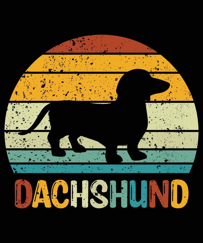 engraçado dachshund vintage retro pôr do sol silhueta presentes amante de cães proprietário de cães camiseta essencial vetor