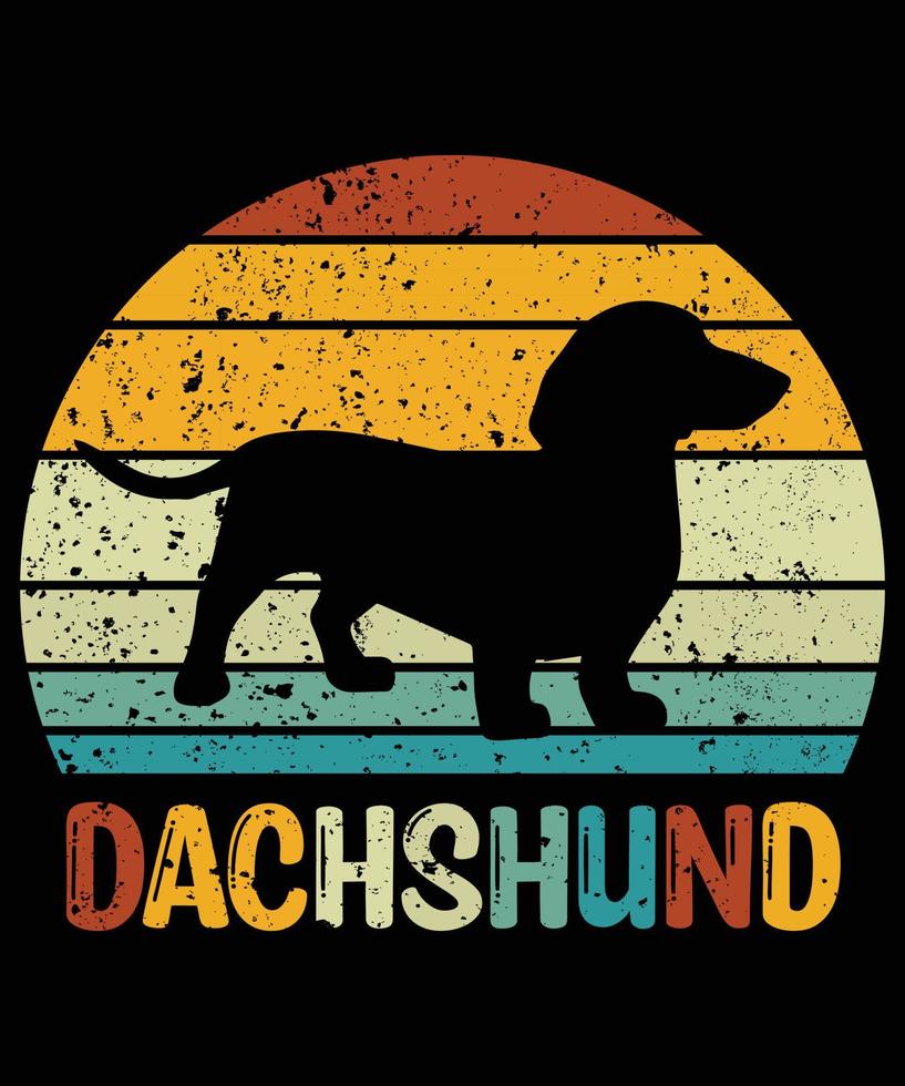 engraçado dachshund vintage retro pôr do sol silhueta presentes amante de cães proprietário de cães camiseta essencial vetor