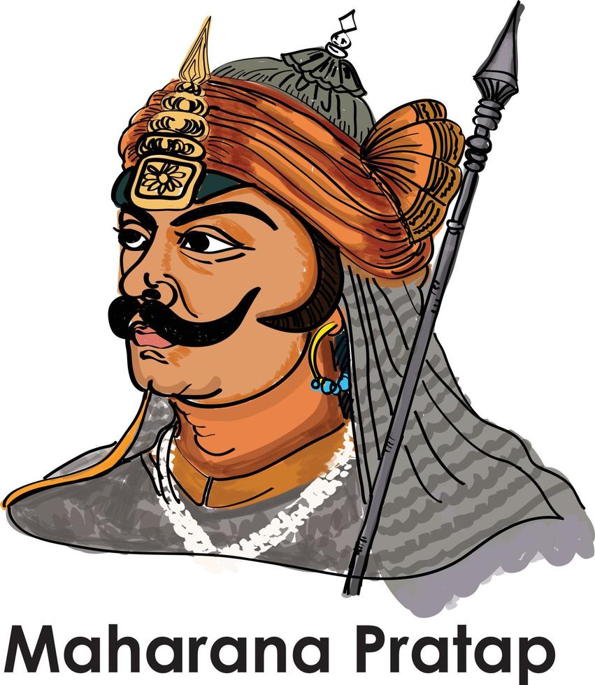 ilustração de maharana pratap, maharana pratap jayanti, rajput rei de mewar vetor