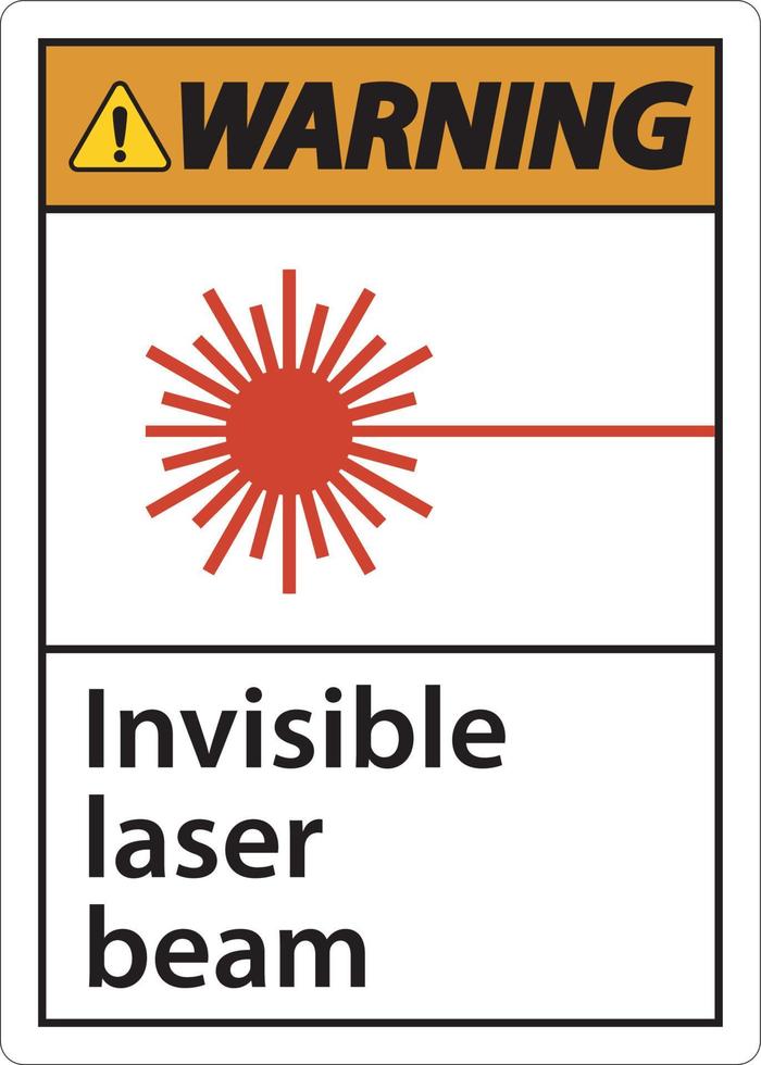 sinal de alerta raio laser invisível no fundo branco vetor
