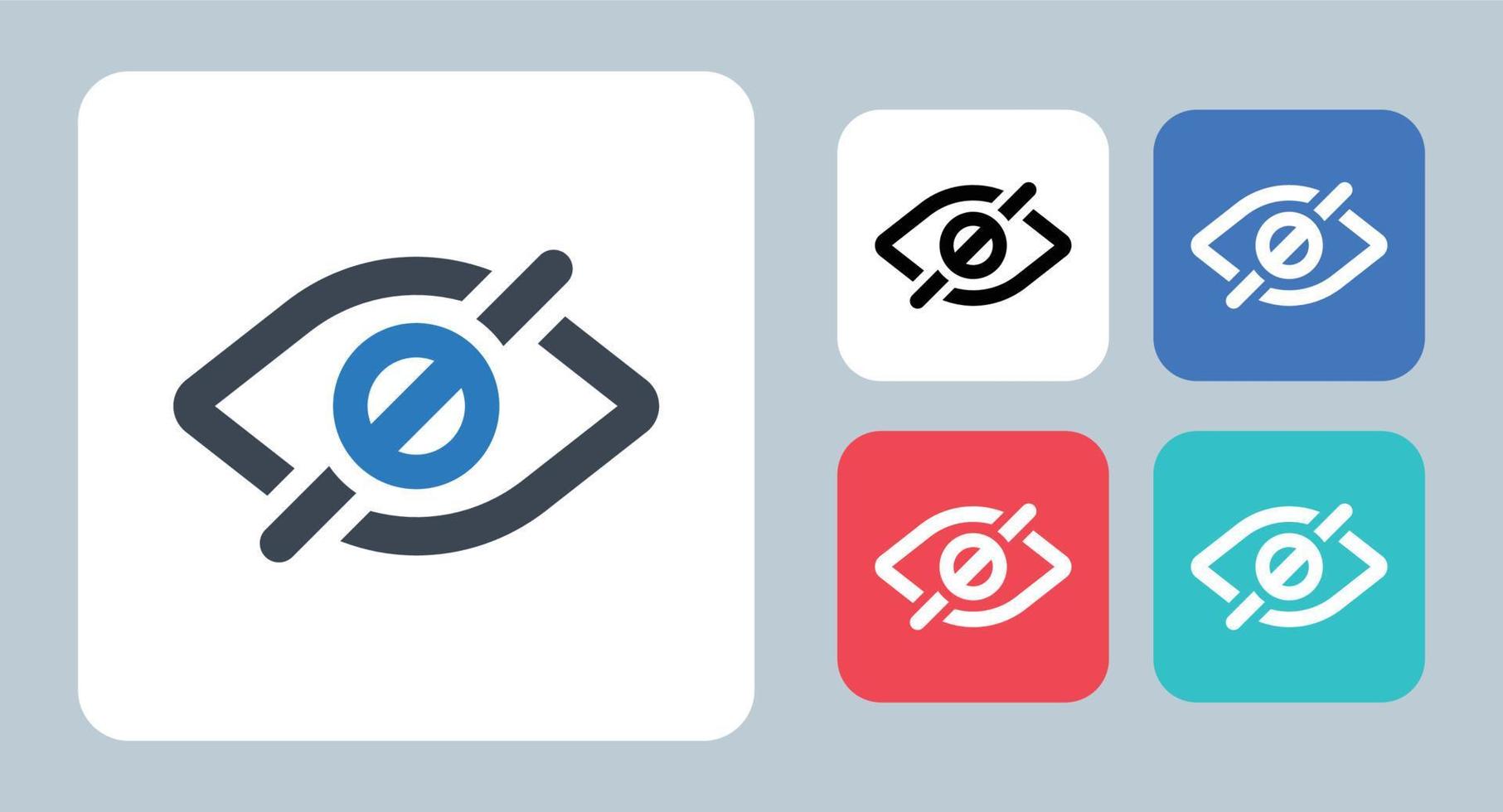 ocultar o ícone - ilustração vetorial. desabilitar, olho, ocultar, invisível, oculto, desligado, visualizar, visibilidade, linha, contorno, plano, ícones . vetor