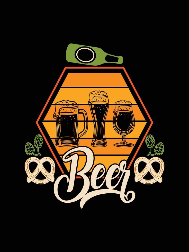 ilustração de letras de vetor de tipografia de cerveja design de camiseta vintage para impressão