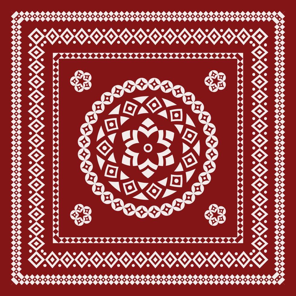 padrão tribal lenço bandana. design para mulher hijab, tapete boho, bandana, gravata, batik, tapete, xale, fronha. estilo de design de padrão quadrado vetor