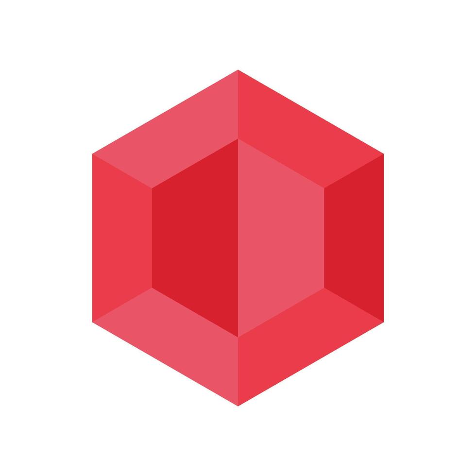 ícone de vetor de gema vermelha isolado no fundo branco