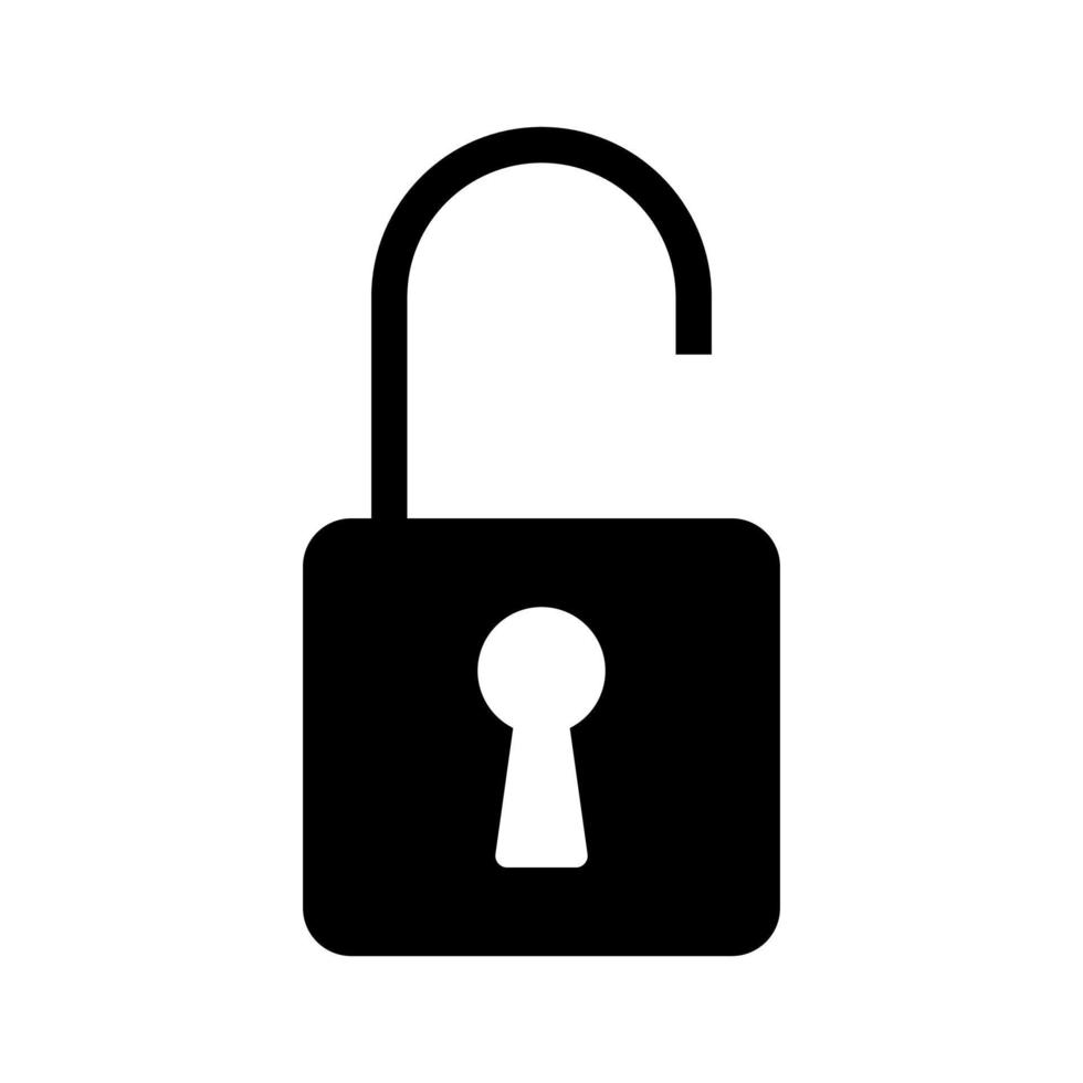 ícone de vetor de cadeado desbloqueado isolado no fundo branco