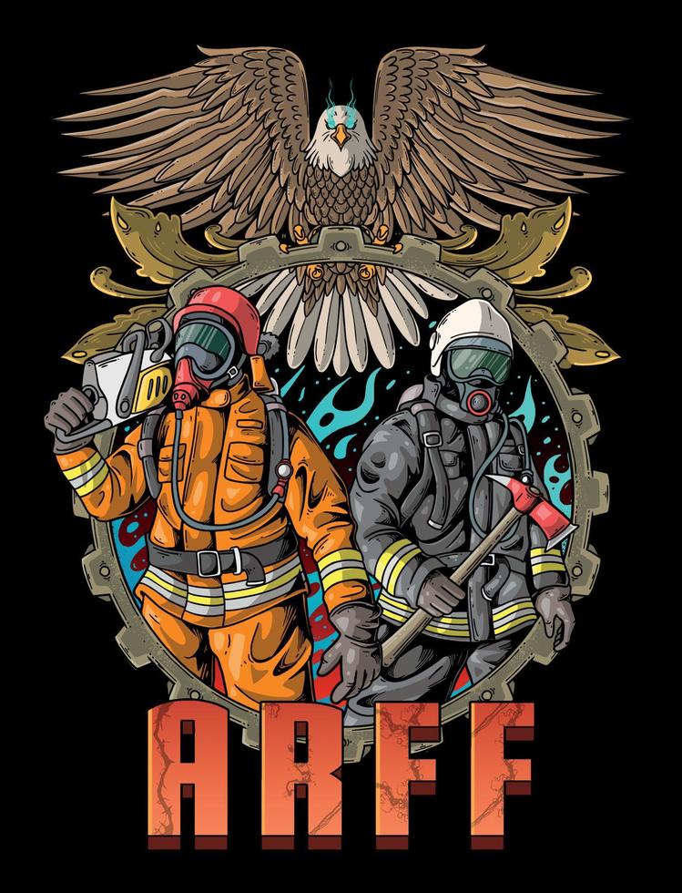 bombeiro heróis de combate a incêndio resgatar símbolo de ilustração vetor
