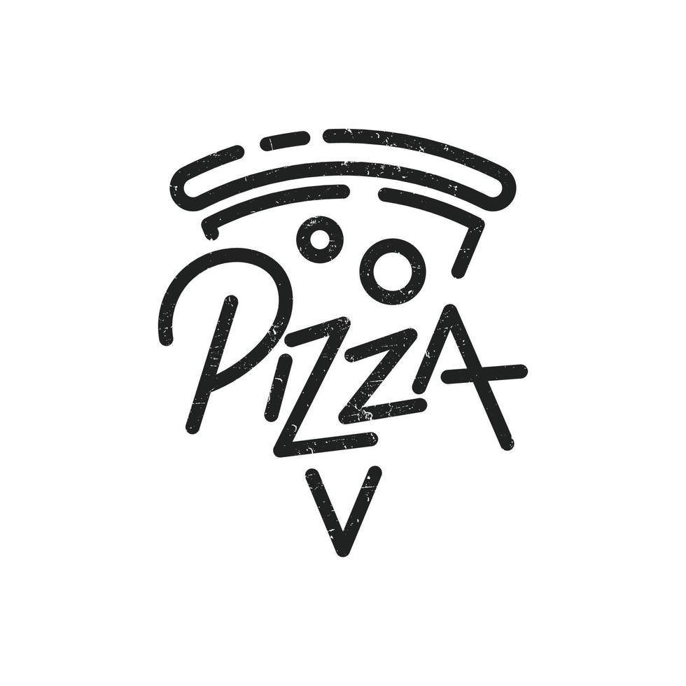 ilustração vetorial gráfico pizza logotipo bom para fast food. ilustração de letras de pizza. emblema de crachá de rótulo de pizza vetor