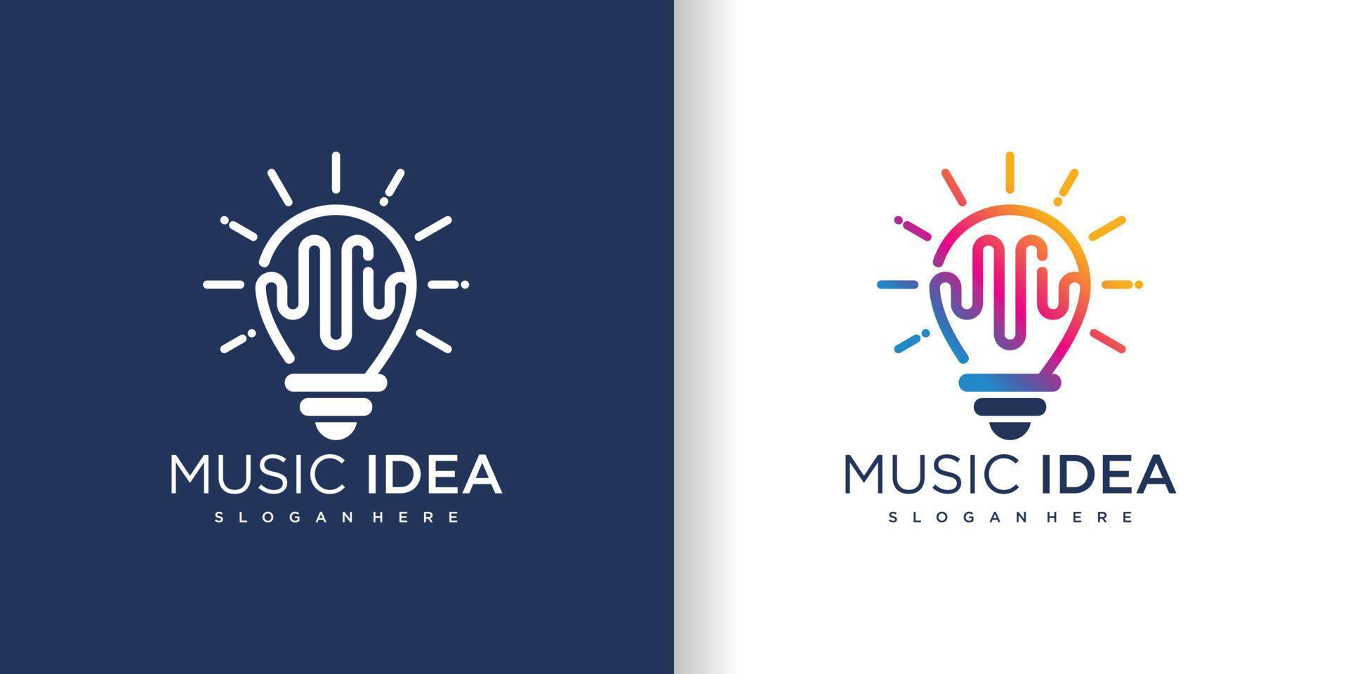 logotipo de lâmpada com vetor premium de conceito de design de música