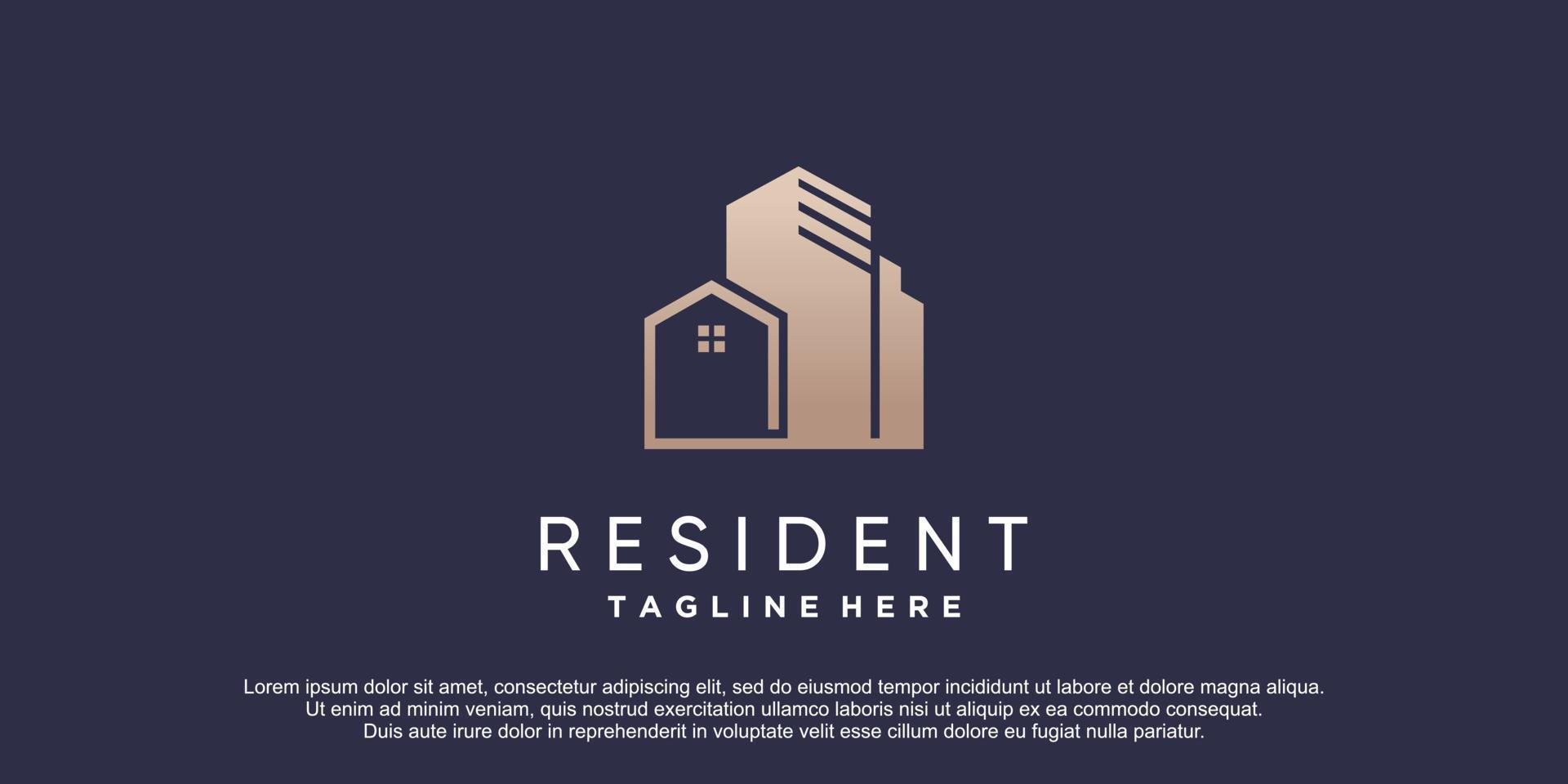 logotipo de ícone residente moderno para vetor premium de construção de negócios