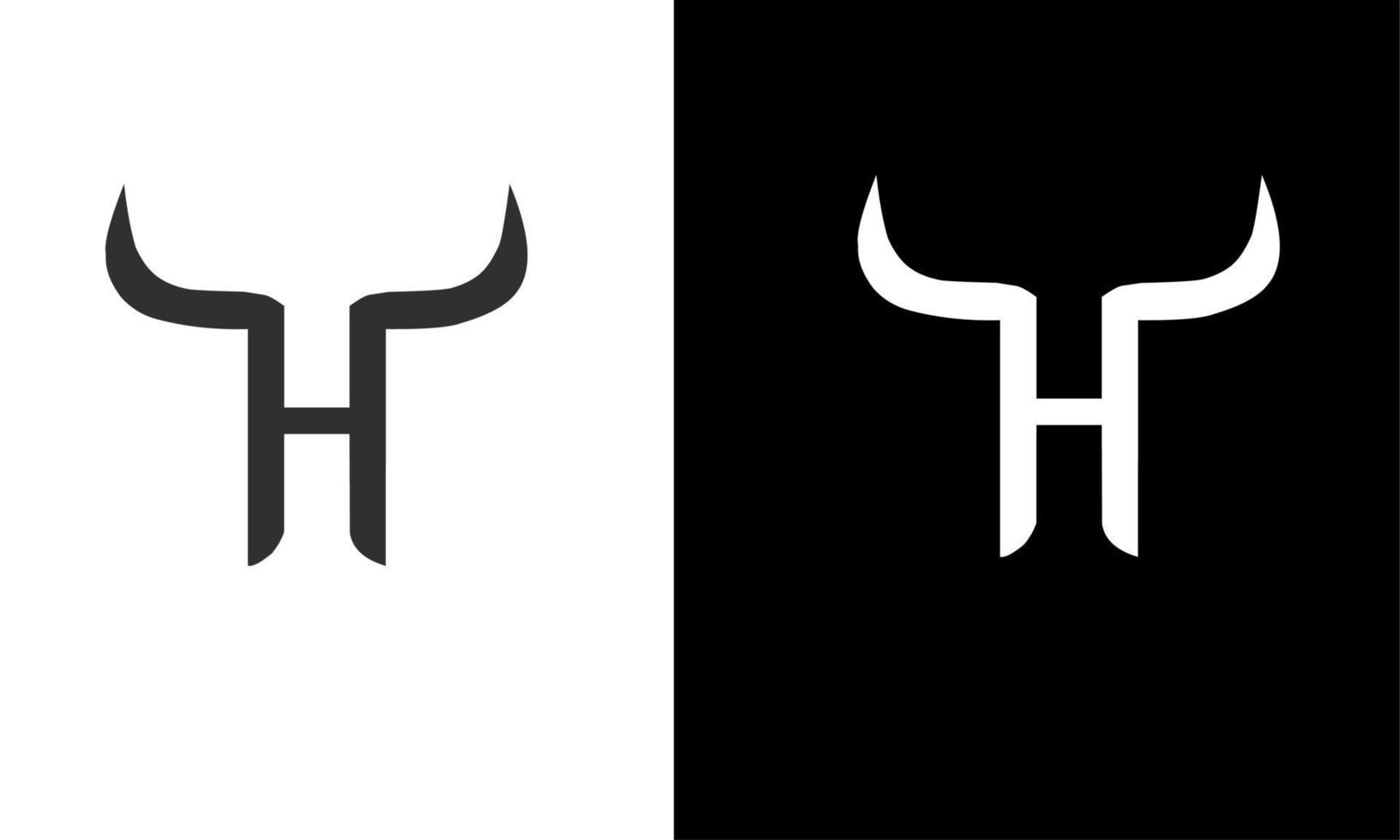 gráficos vetoriais de ilustração do modelo logotipo chifre touro letras h inicial vetor