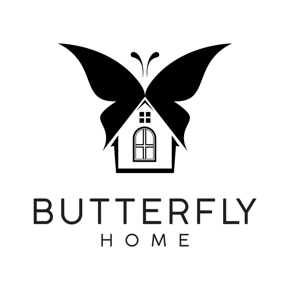 modelo de logotipo de vetor em casa borboleta