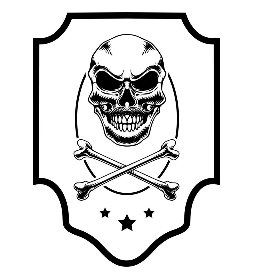 arte de design de ícone de logotipo de distintivo de caveira vetor