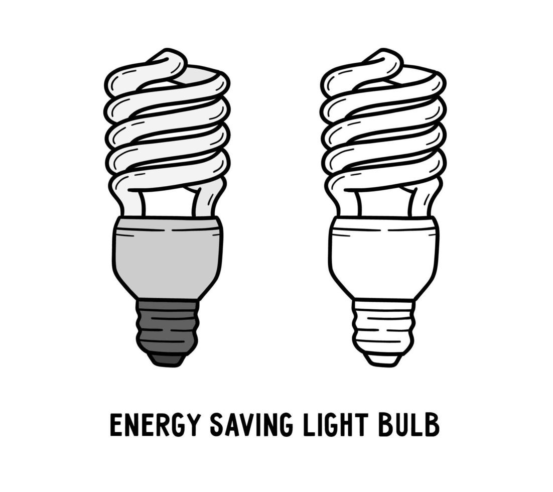 lâmpada espiral de economia de energia, ícone de lâmpada led eco vetor