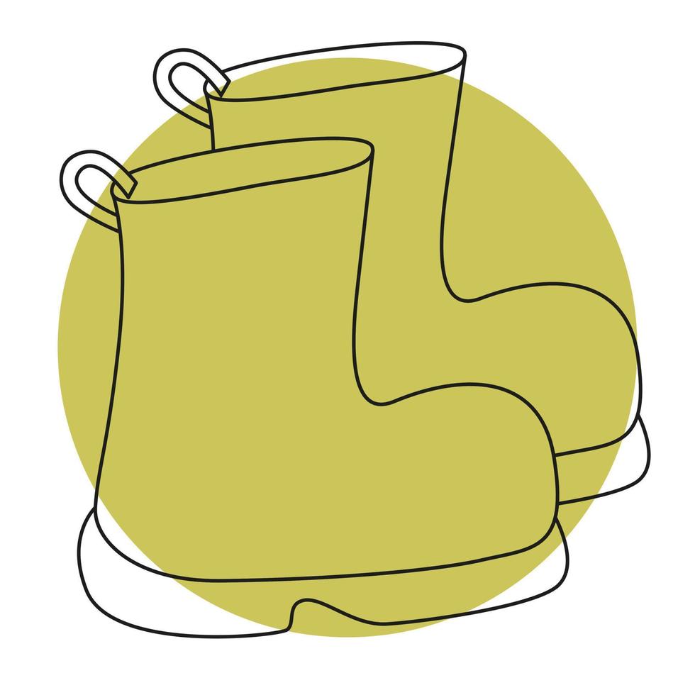 ícone de botas de borracha para jardim na cor de fundo. ícone de botas de borracha de doodle de linha simples. ilustração vetorial em linha editável. vetor