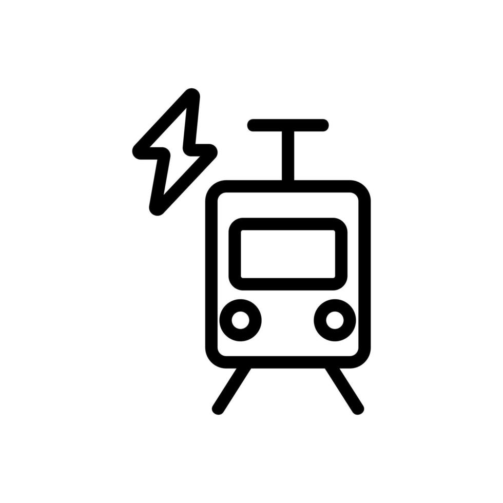 ilustração de contorno de vetor de ícone de eletricidade de trem de metrô