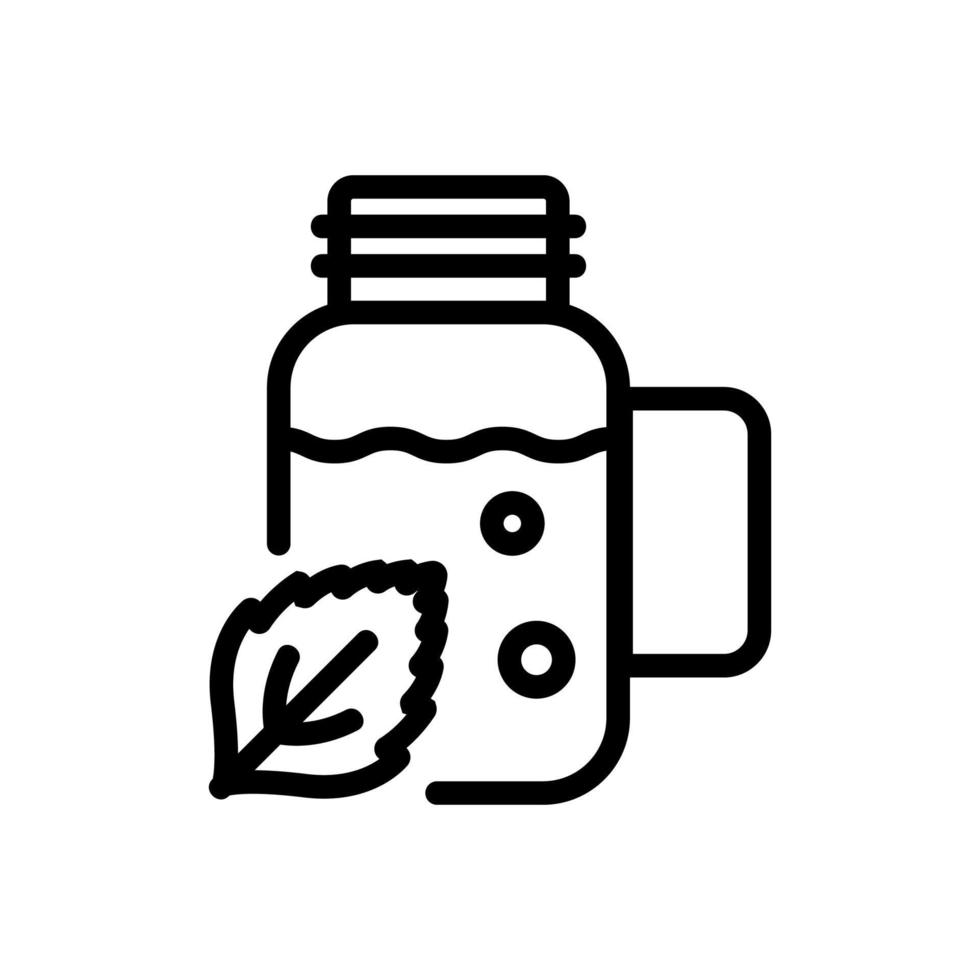 extrato de hortelã-pimenta na ilustração de contorno de vetor de ícone de garrafa
