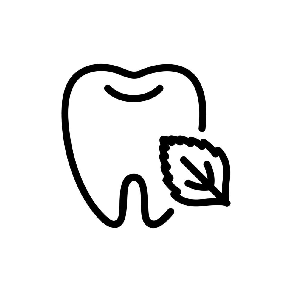 ação de hortelã na ilustração de contorno de vetor de ícone de dentes