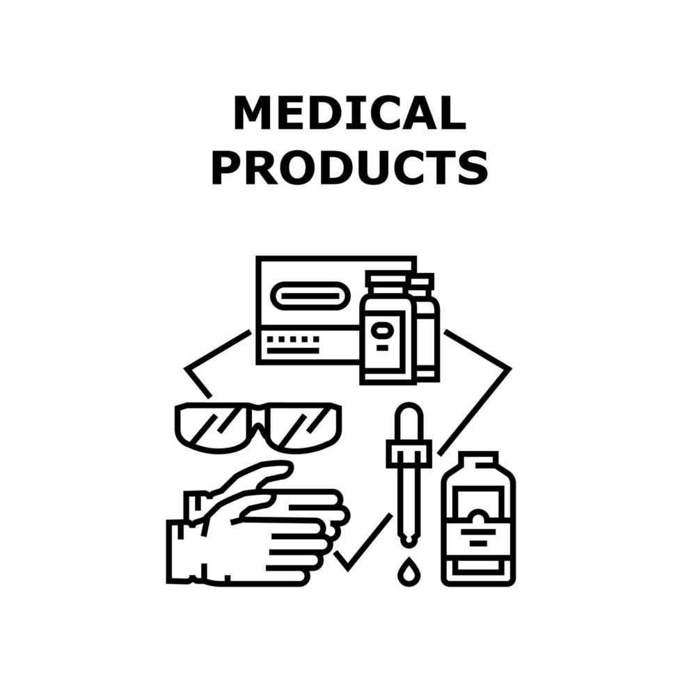 ilustração de conceito de vetor de produtos médicos preto