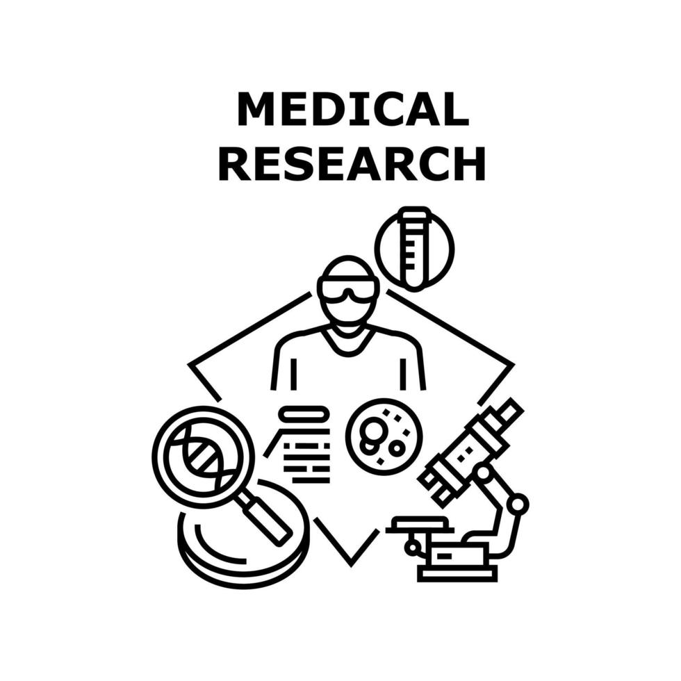 ilustração de conceito de vetor de pesquisa médica preta
