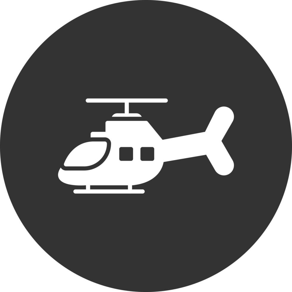 ícone invertido de glifo de helicóptero vetor