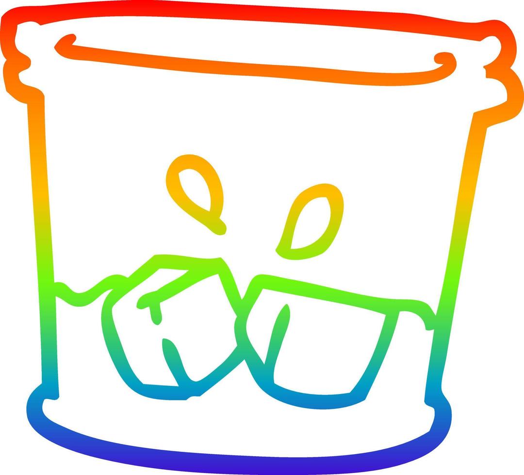 bebida de desenho de desenho de linha de gradiente de arco-íris em copo de vidro vetor