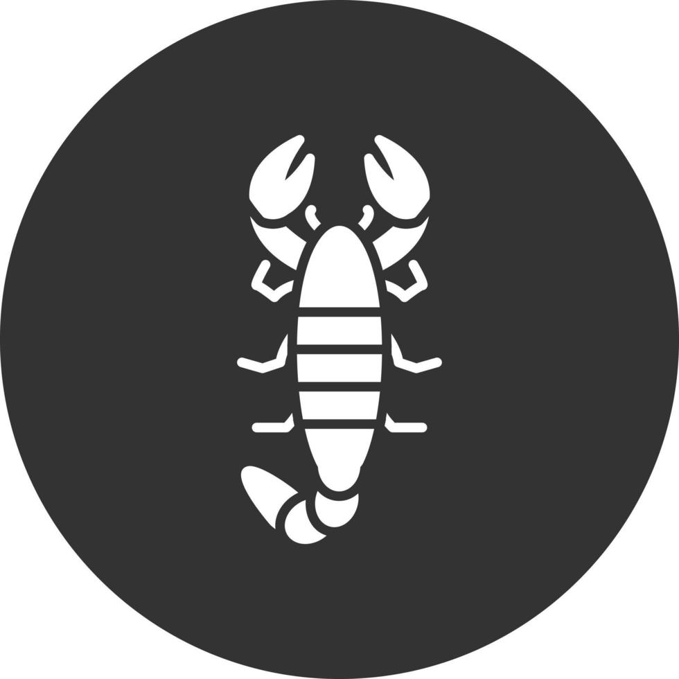ícone invertido de glifo de escorpião vetor