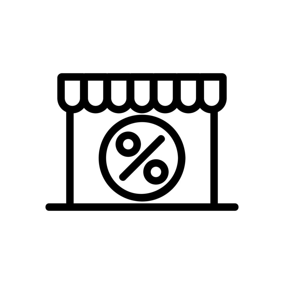 vetor de ícone de porcentagem de loja. ilustração de símbolo de contorno isolado