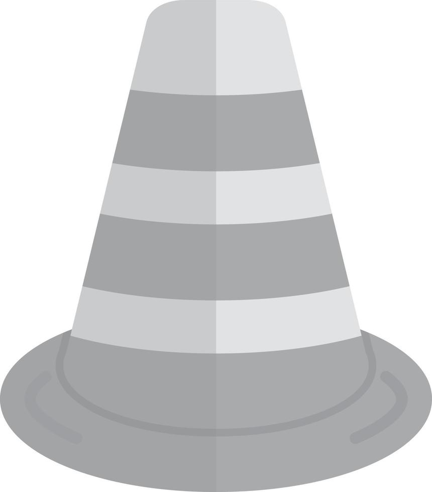 cone de trânsito em tons de cinza plano vetor