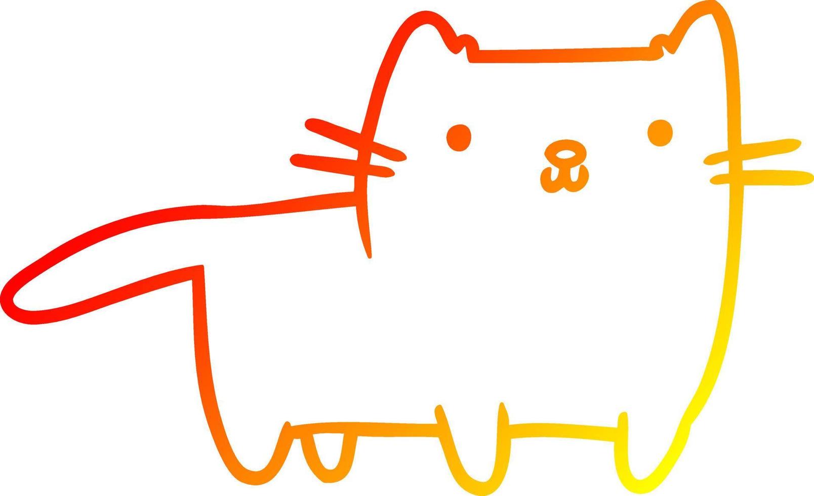 gato de desenho animado de desenho de linha de gradiente quente vetor