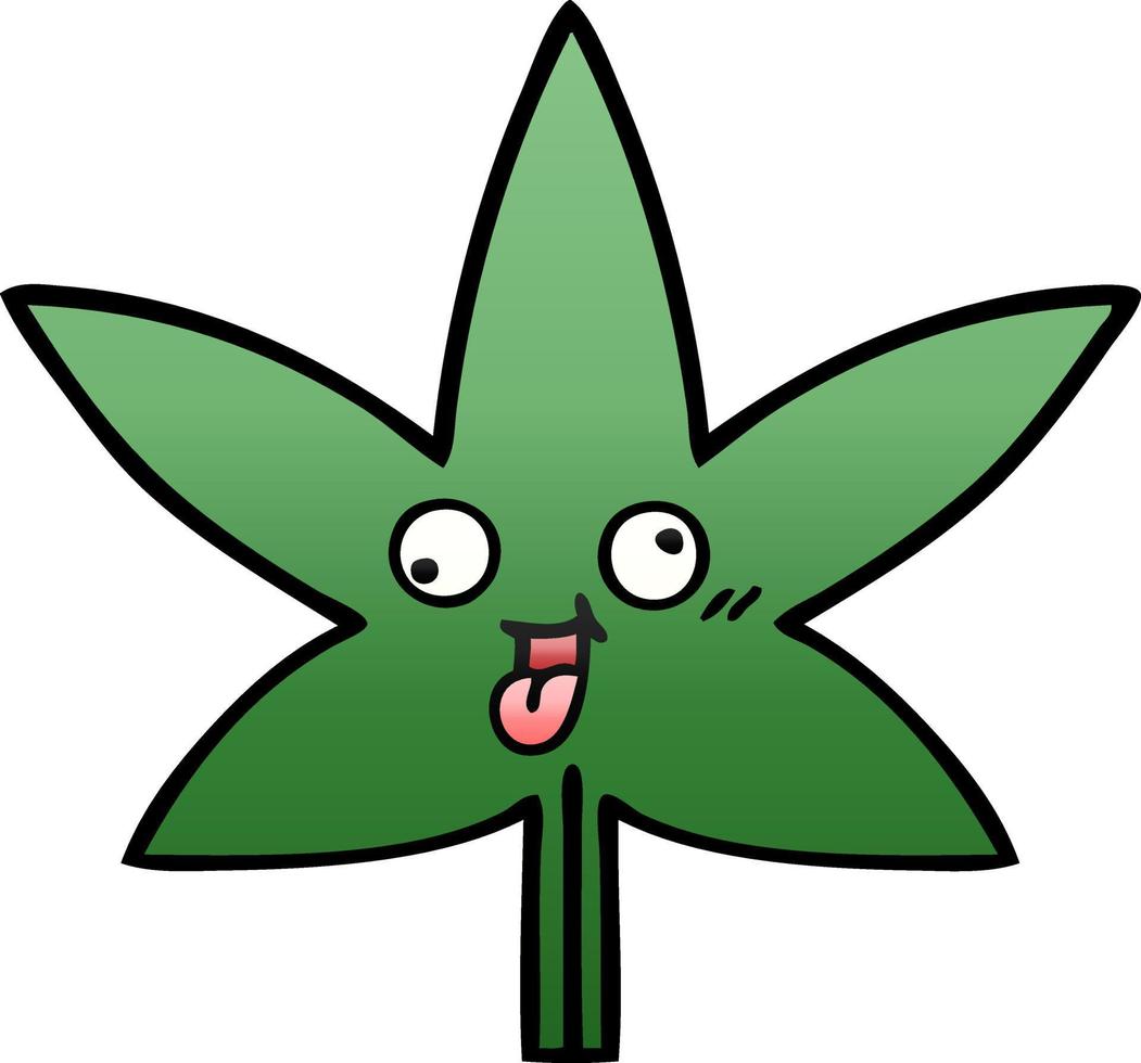 folha de maconha de desenho animado sombreado gradiente vetor