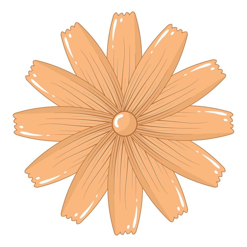 flor de calêndula amarelo pastel simples em estilo simples, isolado no fundo branco vetor
