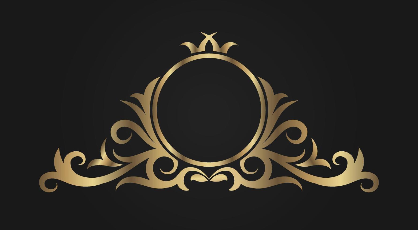 decoração redonda vintage, borda do logotipo, ornamento de ouro vetor