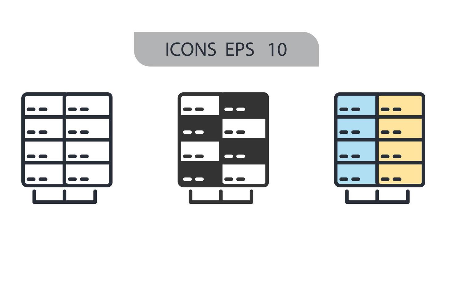elementos do vetor de símbolo de ícones de data center para web infográfico