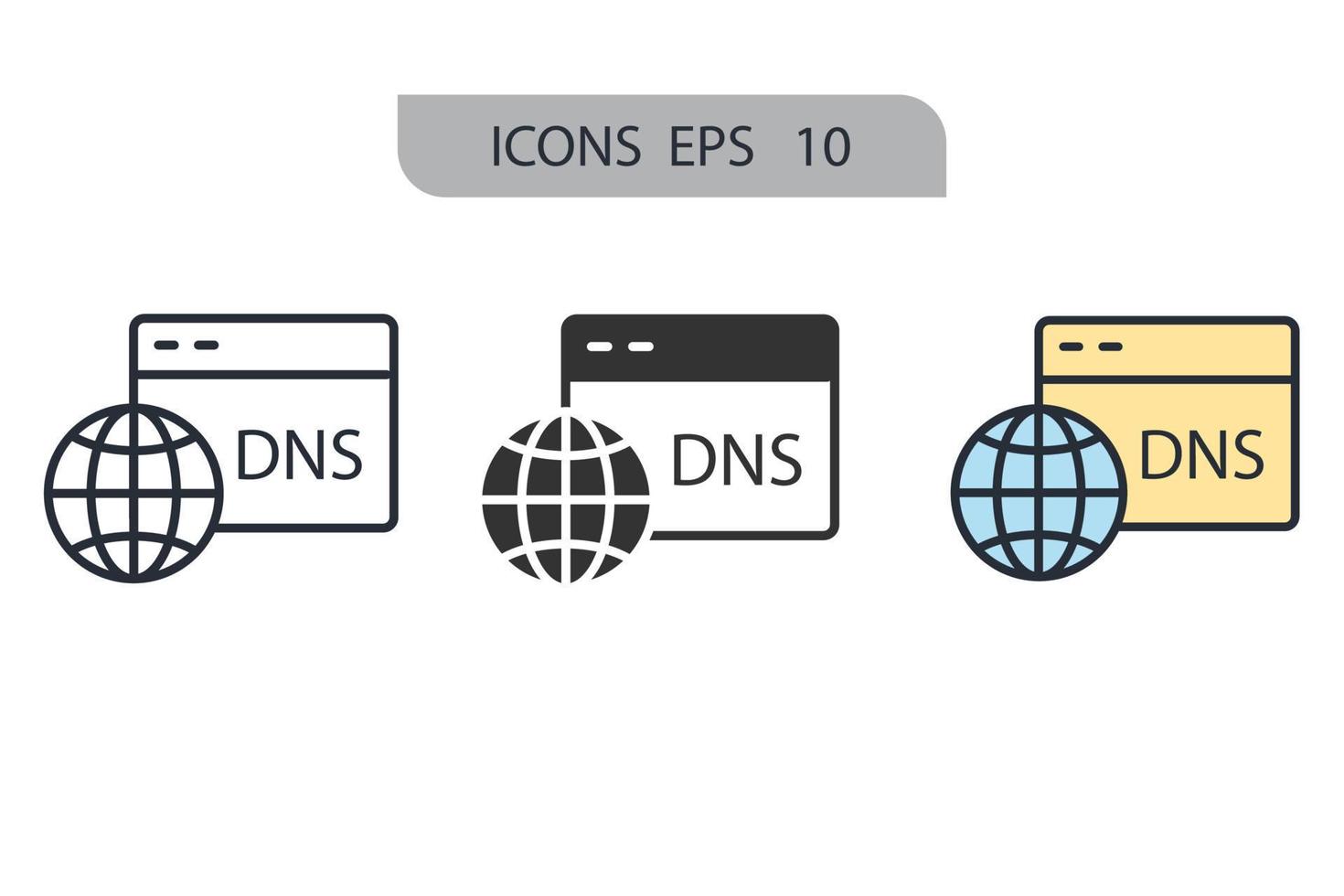 elementos de vetor de símbolo de ícones de DNS para web infográfico