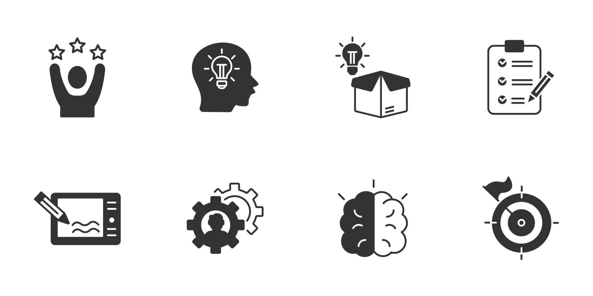 conjunto de ícones de criatividade. elementos de vetor de símbolo de pacote de criatividade para web infográfico