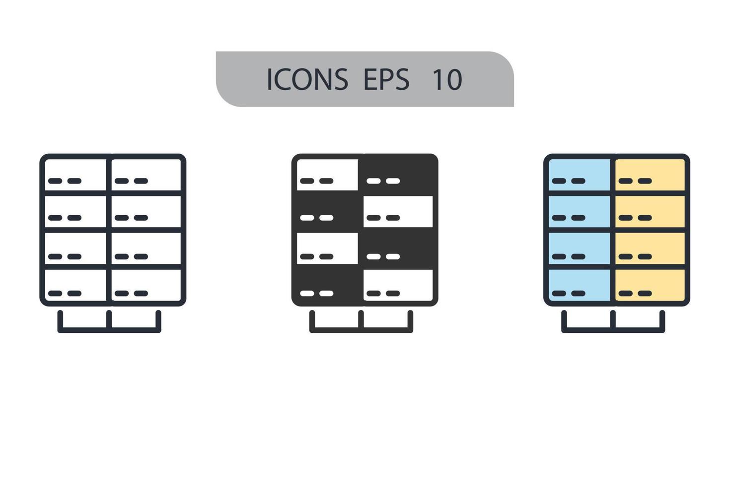 elementos do vetor de símbolo de ícones de data center para web infográfico