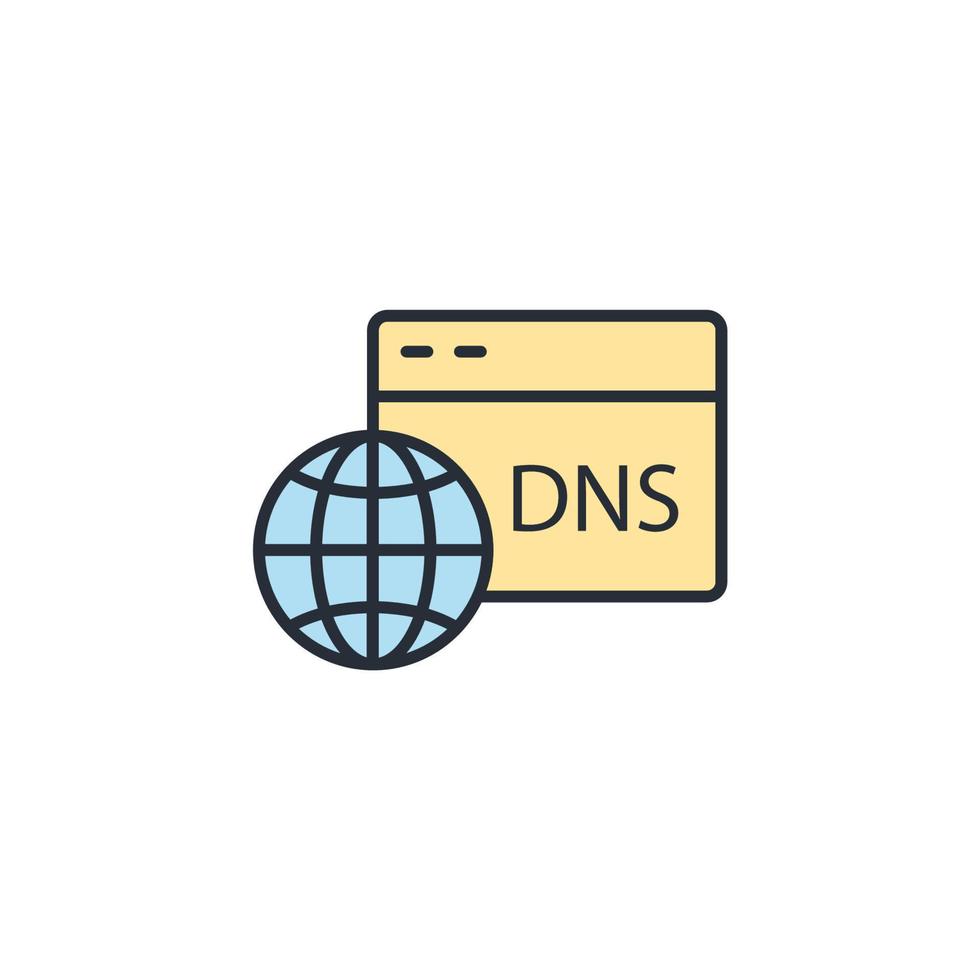 elementos de vetor de símbolo de ícones de DNS para web infográfico