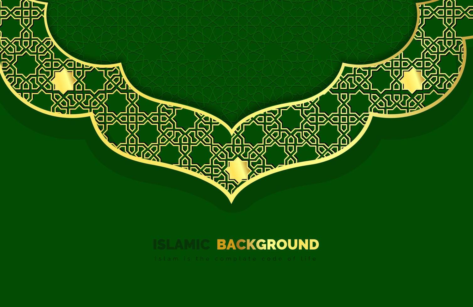 fundo islâmico em ilustração vetorial de estilo de luxo de design árabe verde escuro com padrão de ouro vetor