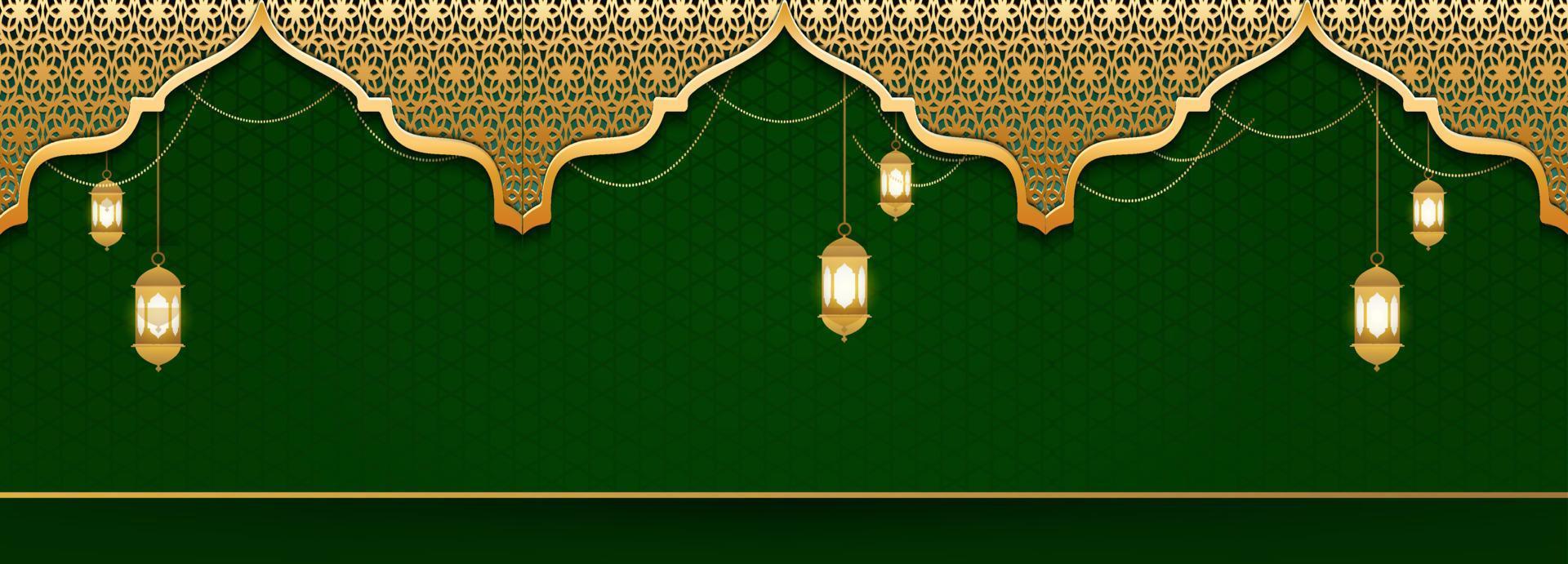 fundo islâmico de luxo com ornamentos dourados vetor