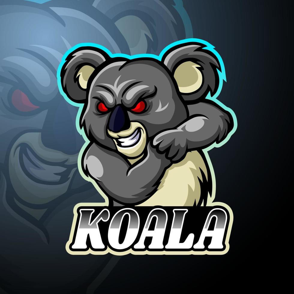design de mascote de logotipo koala esport vetor