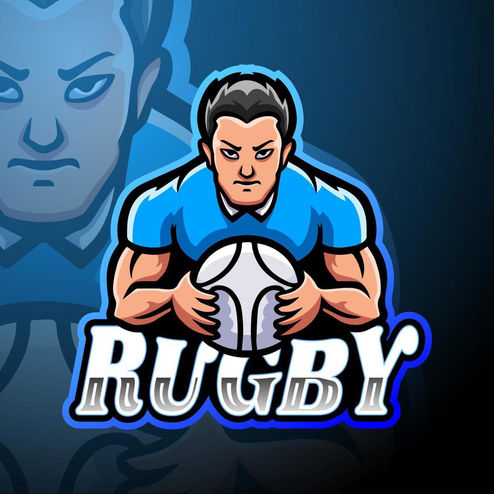 design de mascote de logotipo de rugby esport vetor