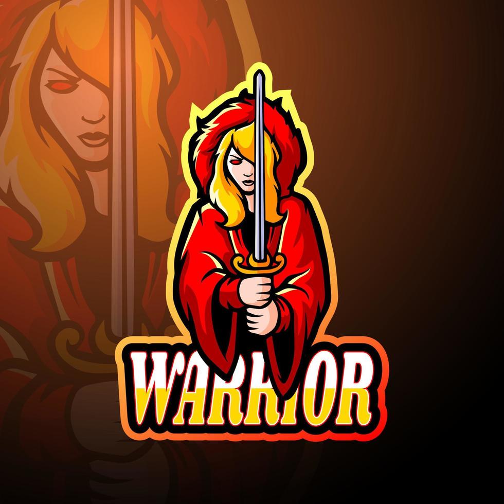 design de mascote de logotipo de esport guerreiro vetor